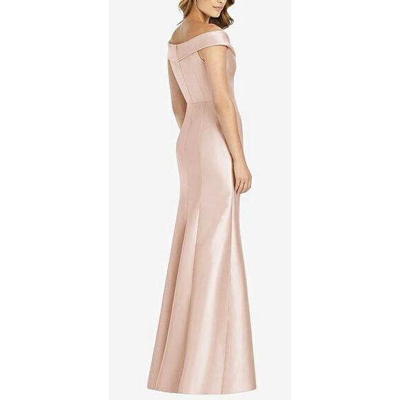 NWT‎ Dessy OFF-THE-SHOULDER CUFF TRUMPET GOWN WITH FRONT SLIT CAMEO Size 12 R - Picture 2 of 15